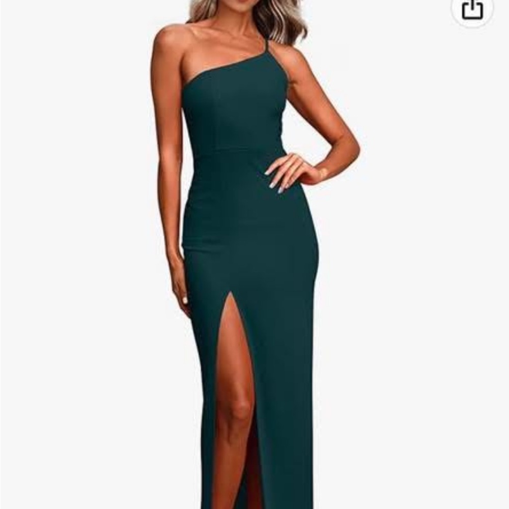 Elegant One-Shoulder Turquouise Dress